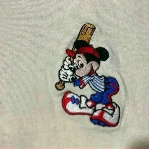 VTG Disney Originals Mickey Mouse Embroidered Baseball 3/4 Raglan Shirt L - Picture 12 of 13